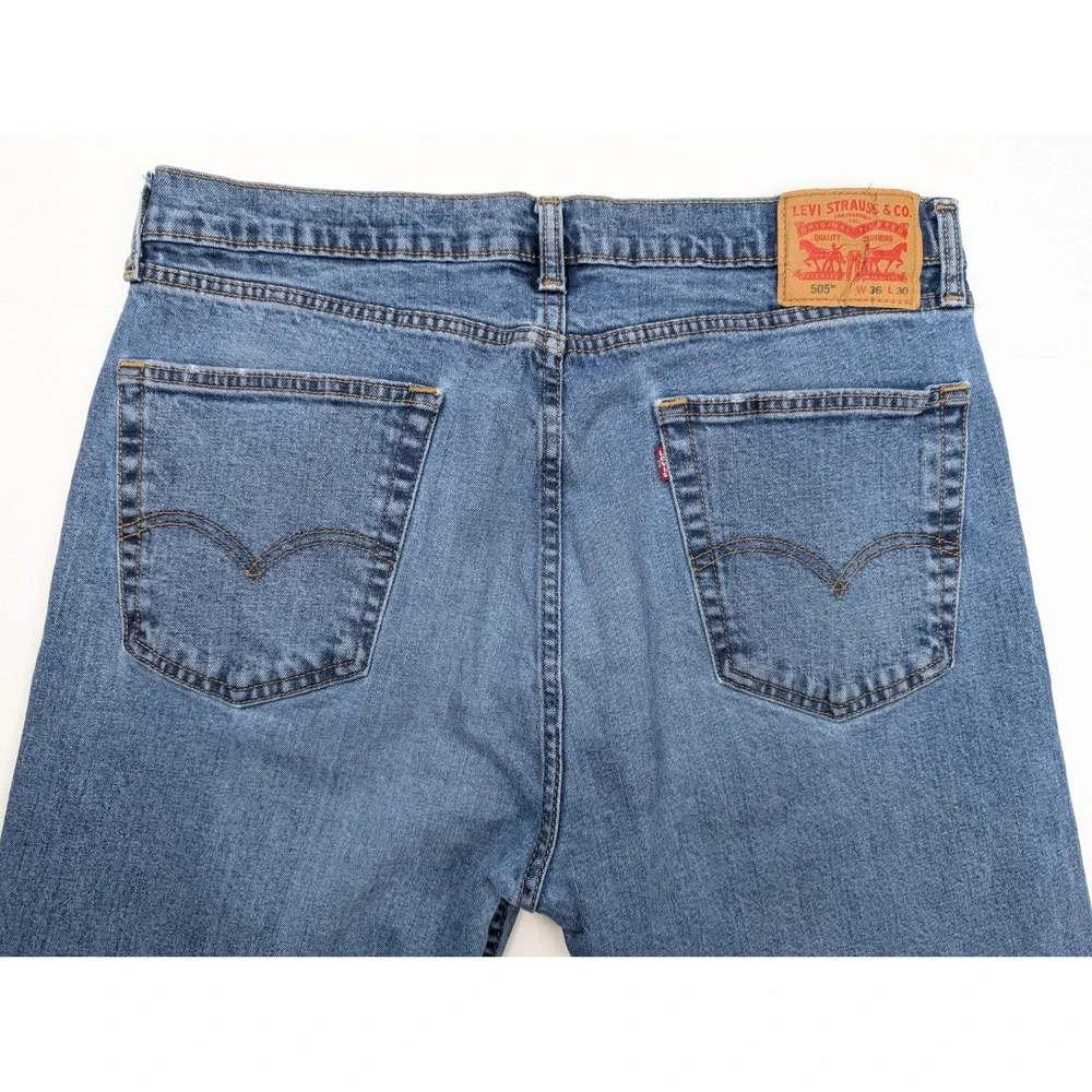 Levi's 505 Regular Fit Blue Stone Wash Denim Straight Leg Jeans Men's Size 36x30